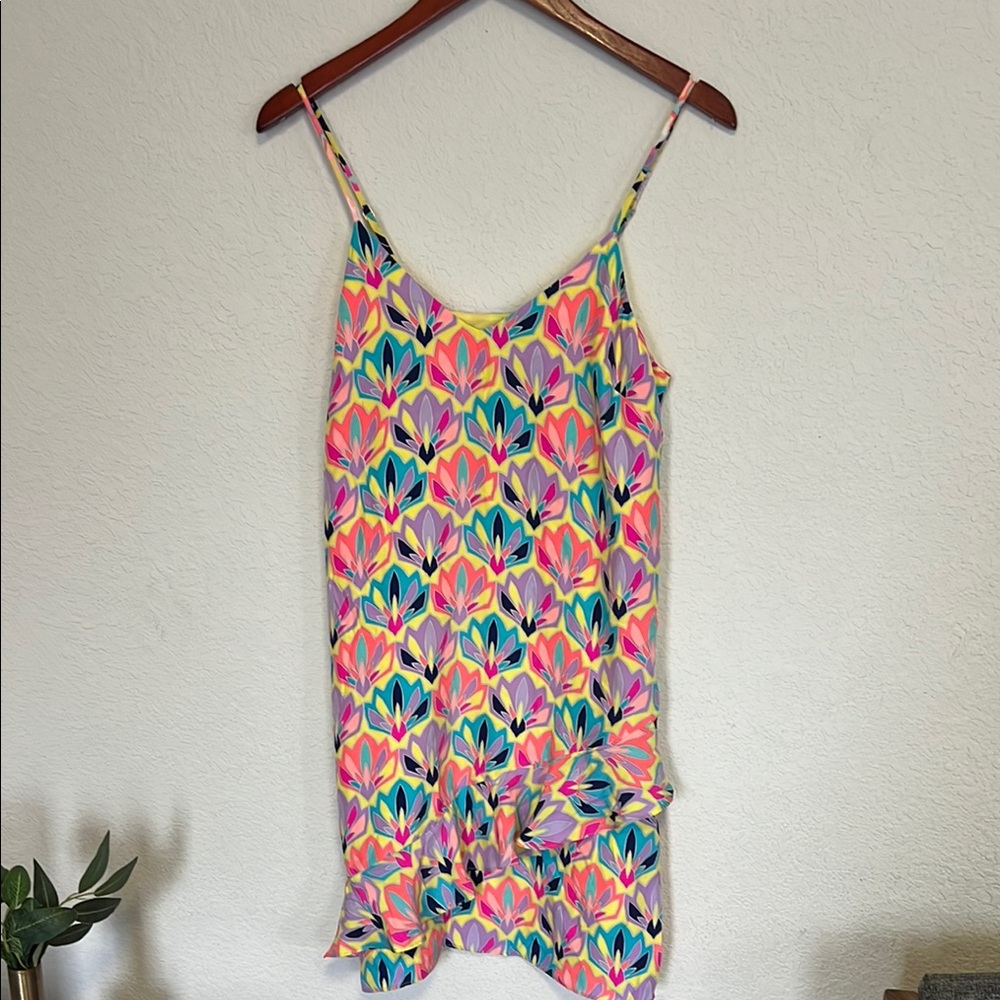 Floral silk Slip Dress with Ruffle Hem